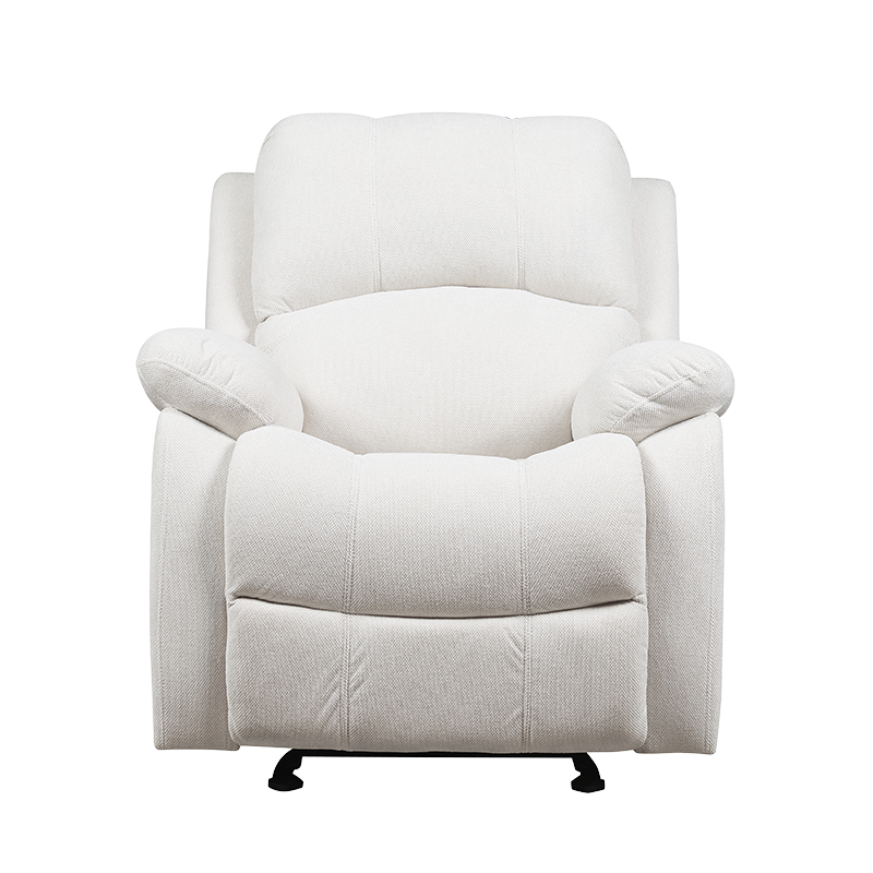 White Manual Recliner Chair With Breathable Skin Comfortable Fabric