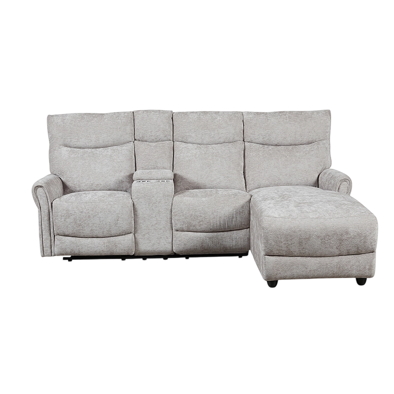 Modern Chenille L-Shaped Sectional Recliner with Chaise